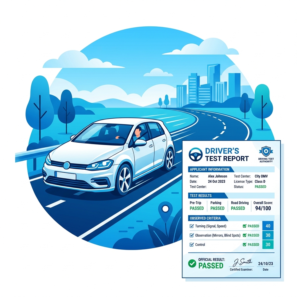 Driving Test Report Illustration